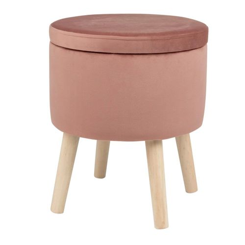 Tabouret Coffre Rose Pieds En Pin