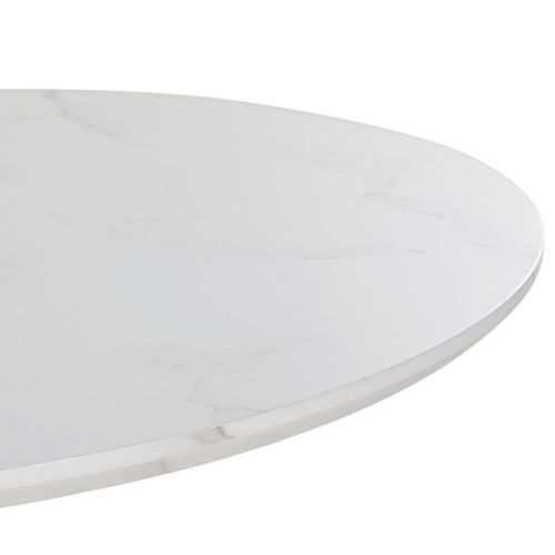 Table À Manger Effet Marbre Et Métal Blanc 4/5 Personnes D100
