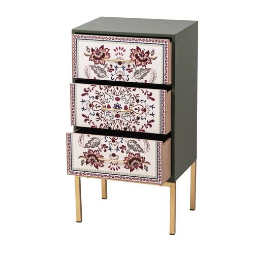 Petit Meuble De Rangement 3 Tiroirs Imprimés Multicolores