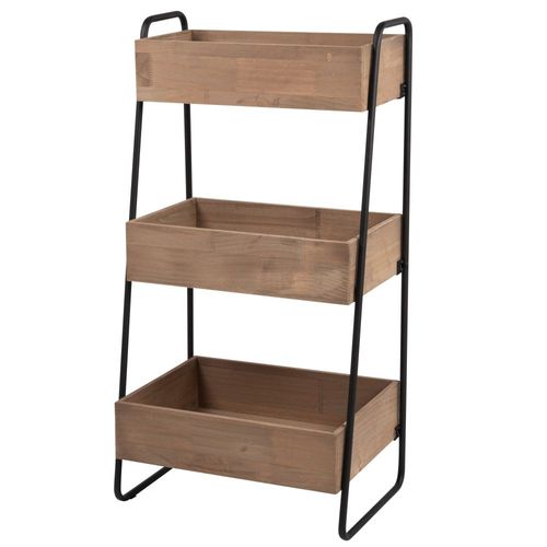 Petit Meuble De Rangement En Métal Noir Et Bois De Pin