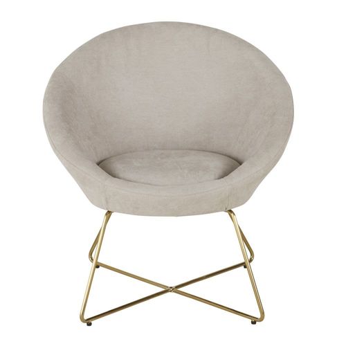 Fauteuil Beige Et Pieds En Acier Doré
