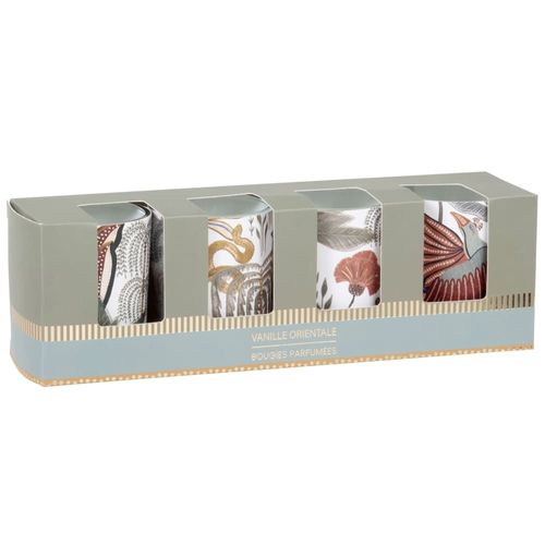 Coffret bougies lumignons parfumées (x4) en verre multicolore