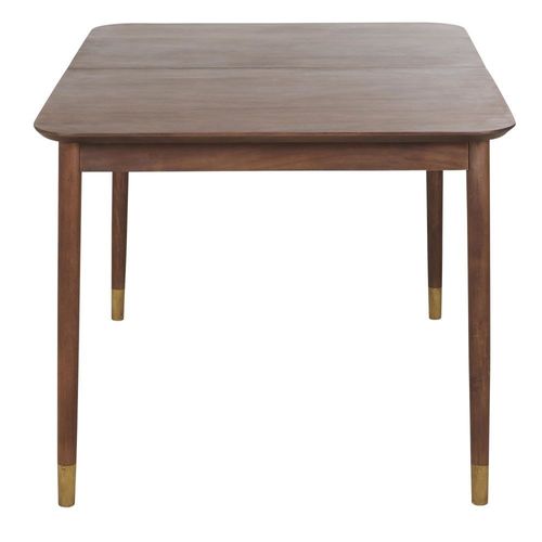 Table À Manger Extensible En Bois D'acacia Massif Et Métal Coloris Laiton 6/8 Personnes L141/176