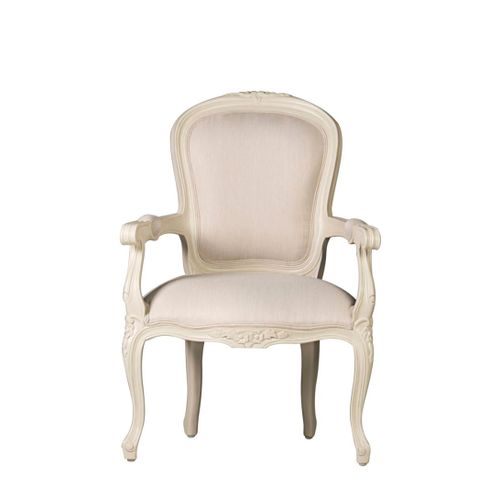 Fauteuil En Bois D'acajou Blanc Et Revêtement En Polyester Blanc