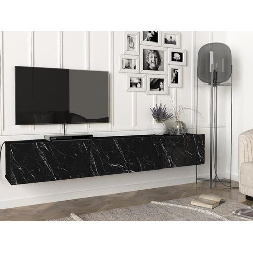 Meuble Tv Suspendu Effet Bois Noir