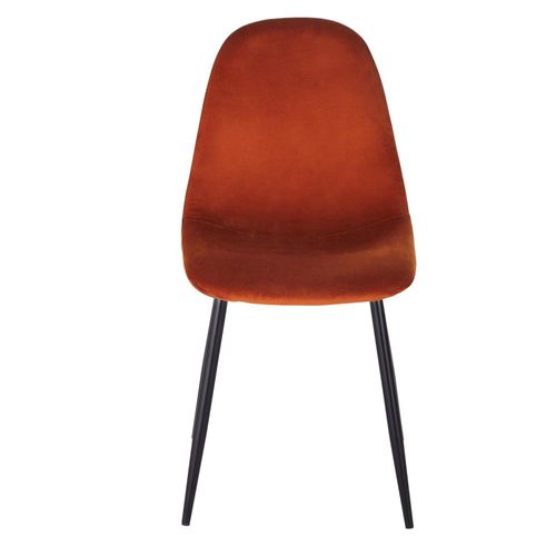 Chaise En Velours Recyclé Orange Écureuil Et Pieds En Acier Noir