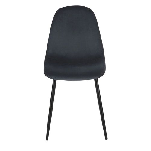 Chaise En Velours Recyclé Gris Ardoise Et Pieds En Acier Noir