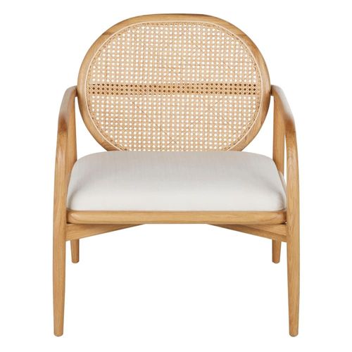 Fauteuil Écru Et Cannage En Rotin
