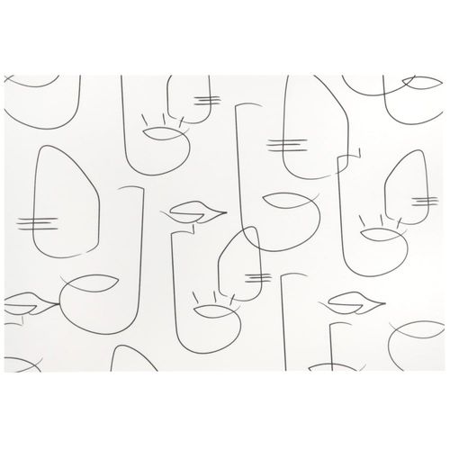 Set De Table En Vinyle Imprimé Visages Noir Et Blanc 30x45