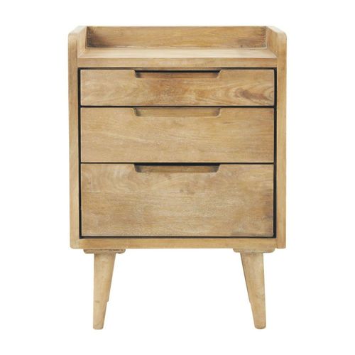 Table De Chevet Vintage 3 Tiroirs En Manguier