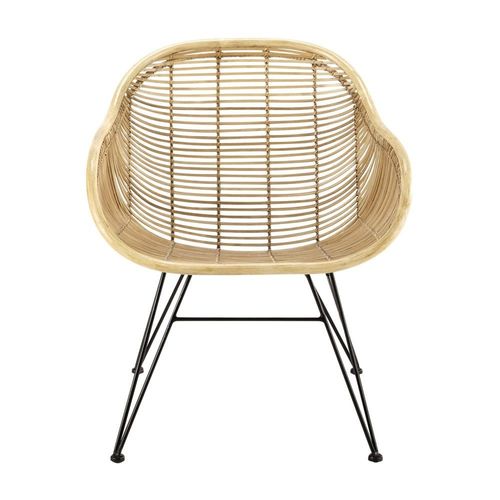 Fauteuil En Rotin Et Acier Noir
