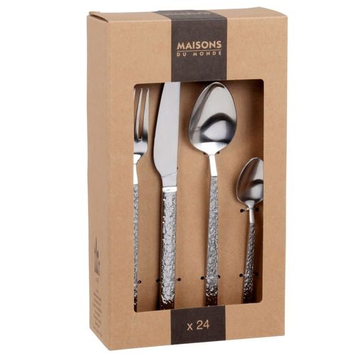 Coffret 24 Couverts En Acier Argenté