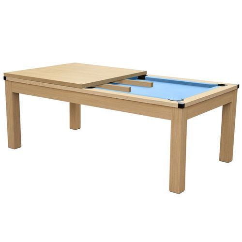 Table De Billard Convertible Bois Clair Tapis Bleu Clair