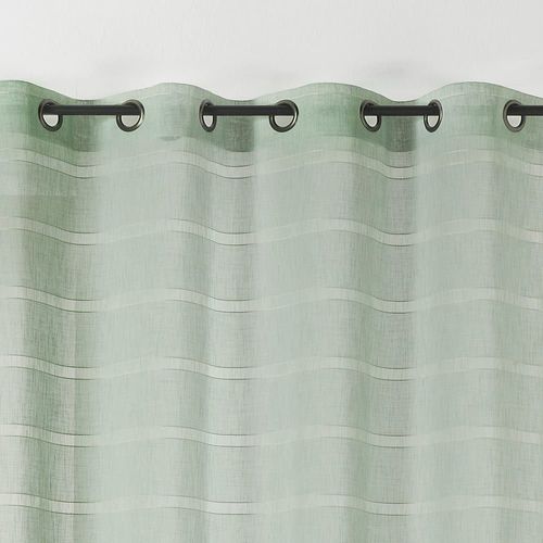 Voilage Rayé Et Tamisant Cordelette Polyester Vert Clair 140x250 Cm