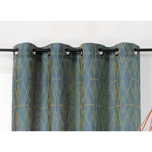 Voilage À Tendance Géométrique Polyester Vert Olive 140x275 Cm