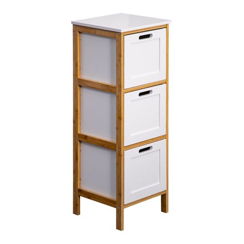 Meuble De Rangement Avec 3 Tiroirs Blanc Et Marron