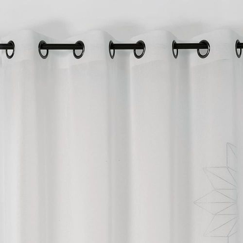Voilage - - Effet De Rayures Polyester Blanc 145x240 Cm