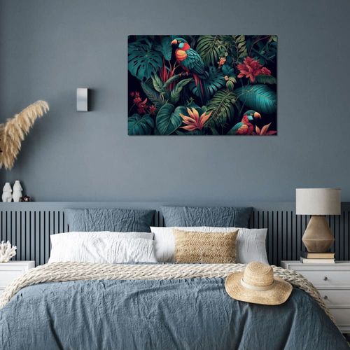 Tableau sur verre perroquets 45x65