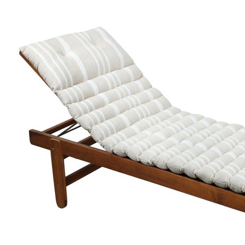 Matelas Bain De Soleil Extérieur À Rayures Coton Blanc 180x60 Cm