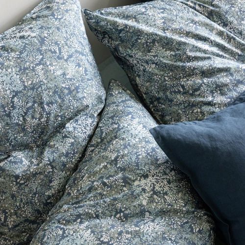 Taie D'oreiller En Percale De Coton 65x65cm Bleu Nuit/Céladon