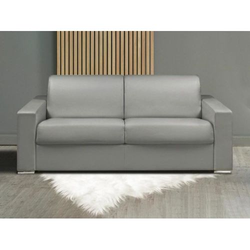 Canapé Convertible Simili Cuir 3 Places Gris