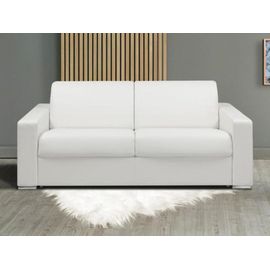 Canapé Convertible Simili Cuir 3 Places Blanc
