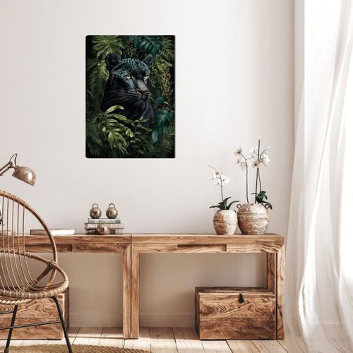 Tableau sur verre panthère noire 45x65