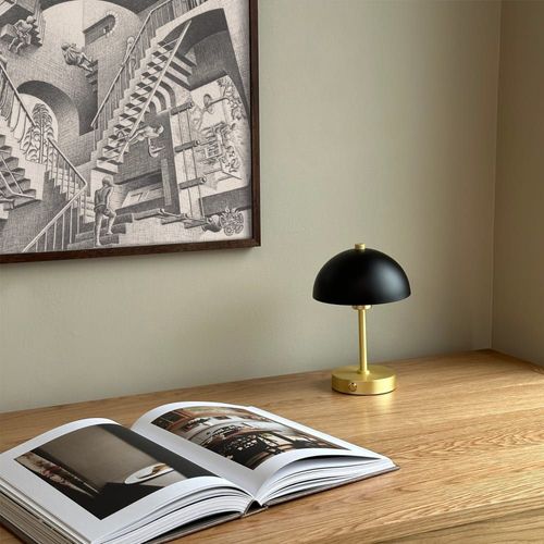 Lampe À Poser En Métal Noir/Laiton Rechargeable