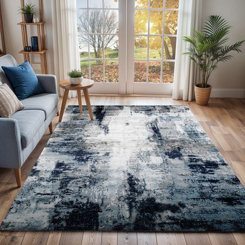 Tapis Abstrait Moderne Bleu/Blanc/Gris 200x275
