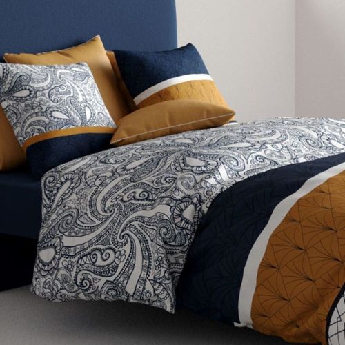 Parure De Lit En Coton Bleu 240x220 Cm