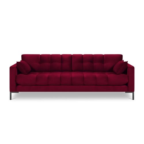 Canapé 4 Places En Tissu Velours Rouge