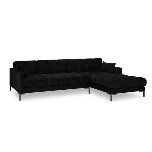 Canapé D'angle Droit 5 Places En Tissu Velours Noir