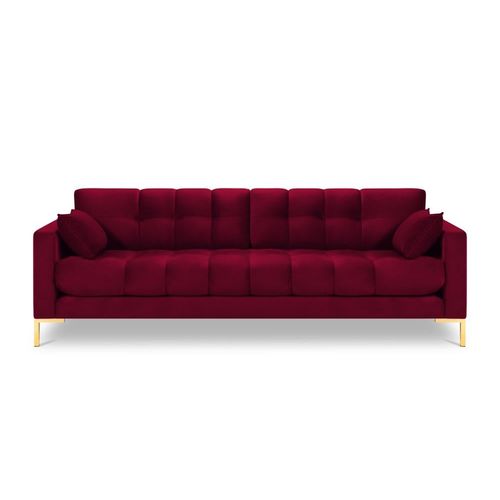 Canapé 4 Places En Tissu Velours Rouge