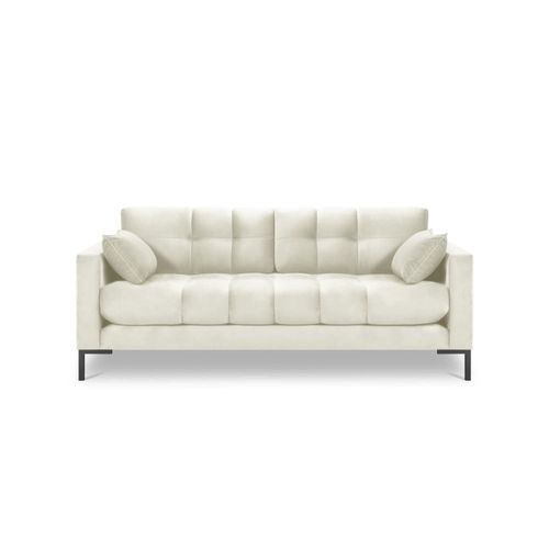 Canapé 2 Places En Tissu Velours Beige Clair
