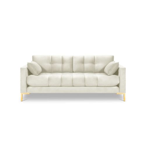 Canapé 2 Places En Tissu Velours Beige Clair