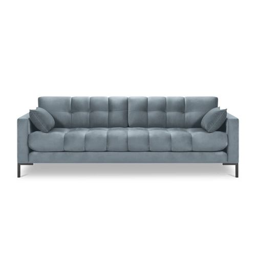Canapé 4 Places En Tissu Velours Bleu Clair