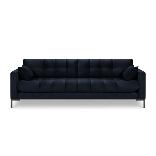 Canapé 4 Places En Tissu Velours Bleu Foncé