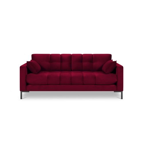 Canapé 3 Places En Tissu Velours Rouge
