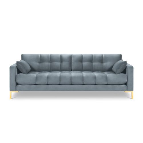 Canapé 4 Places En Tissu Velours Bleu Clair