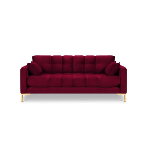 Canapé 3 Places En Tissu Velours Rouge