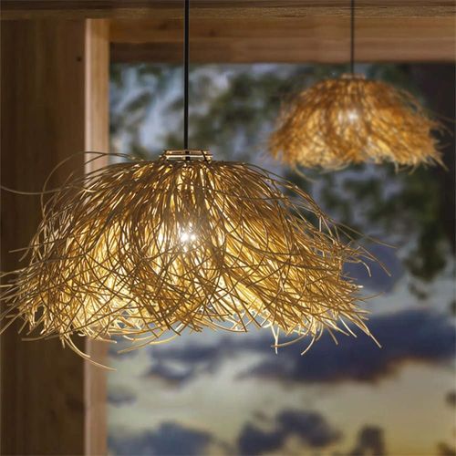 Suspension Solaire Poly Rotin Beige H30cm