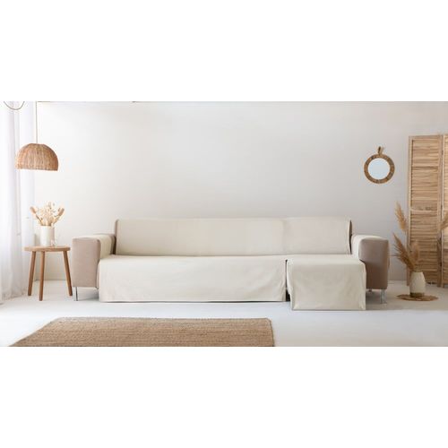 Housse De Canapé Pratique Coton En L Droite 240 Cm Écru