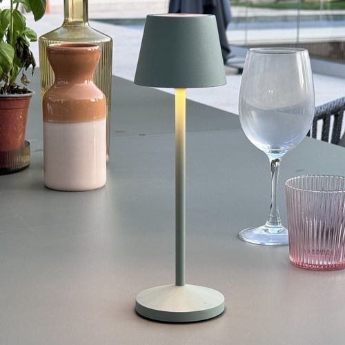 Lampe De Table Sans Fil Aluminium Vert Olive H25cm