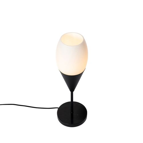 Lampe De Table Noire Moderne Avec Verre Opale