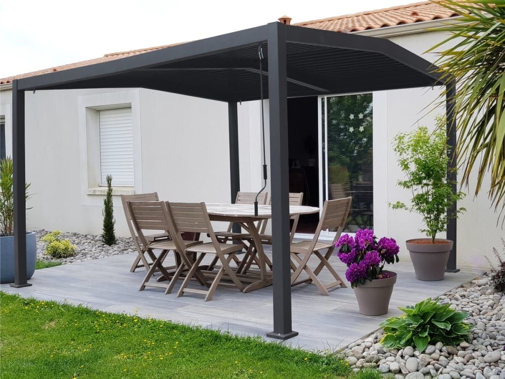 Pergola Bioclimatique Aluminium Gris 338 X 392 X 242 Cm