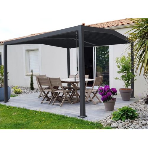 Pergola Bioclimatique Aluminium Gris 338 X 392 X 242 Cm