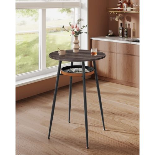Table De Bar Avec Rangement Avec Coutures Marron