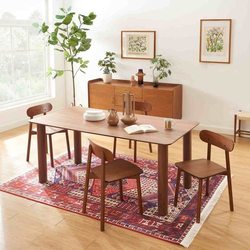 Table À Manger Placage Noyer Extensible 180-240cm