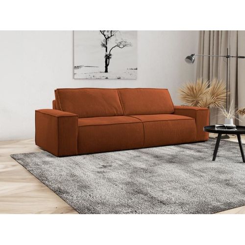 Canapé Convertible Velours 4 Places Terracotta