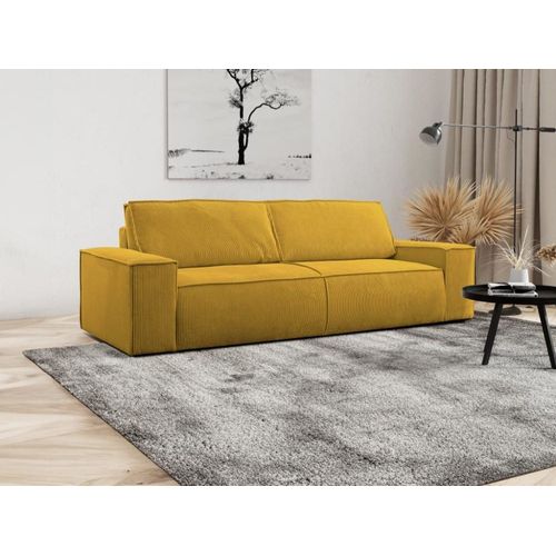 Canapé Convertible Velours 4 Places Jaune